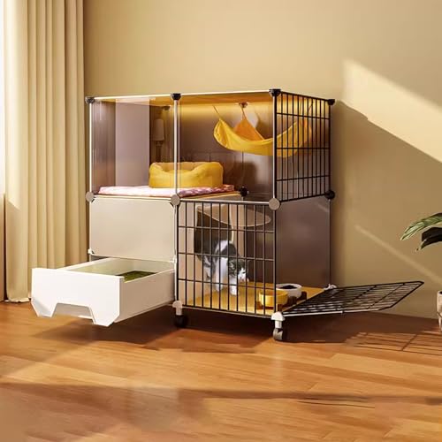 Cat Cage, Katzenkäfig mit Katzentoilette, DIY-katzenkäfig, Katzenkäfige mit Rollen Zur Erhöhung Der Höhe Um 4 cm für Haustierwelpen, Frettchen, Igel von Generisch