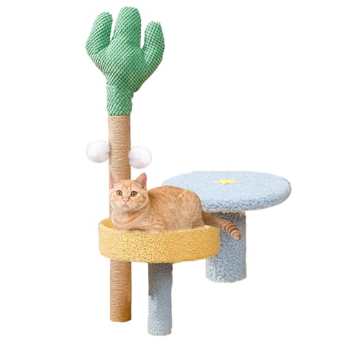 Cat Climbing Tree, Cactus Cat Activity Center with Scratching Posts, Interactive Cat Playhouse with Removable Stand, Balls and Space, Cat Tree Activity Center Kitten Climbing, for Small & Large Cats von Generisch