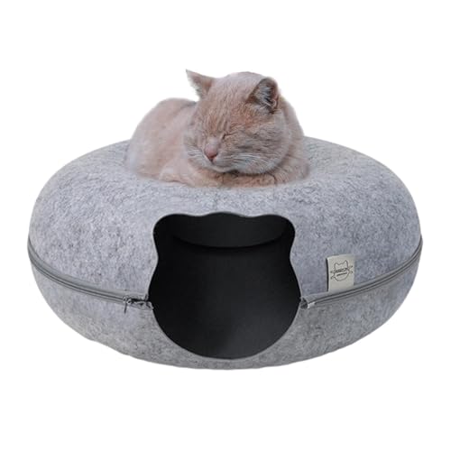 Cat Donut Tunnel - Katzenbett Weicher Filz Katzentunnel | Kissen Katze Donut Spielzeug, Waschbar Große Katzenbett Höhle Donut Katzenhöhle Katzentunnel Abnehmbares Katzenversteck für Innen und Außen von Generisch