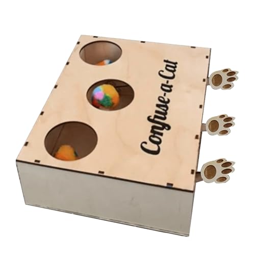 Cat Hunting Box – Naturholz , langlebiges Intelligenzspiel, interaktives Beschäftigungsspielzeug | Holzversteck mit Spielöffnungen für verspielte Katzen und neugierige Hunde im Indoor-Heimtie Cat Hunting Box – Naturholz , langlebiges Intelligenzspiel, interaktives Beschäftigungsspielzeug | Holzversteck mit Spielöffnungen für verspielte Katzen und neugierige Hunde im Indoor-Heimtie von Generisch