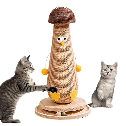 Cat Mushroom Scratching Post, Kittens Scratch Poles, Sisal Cat Scratch Post, Interactive Cat Scratcher, Scratching Pole with Ball, Cute Cat Scratch Post, Durable Pet Scratcher, Cat Activity Center von Generisch