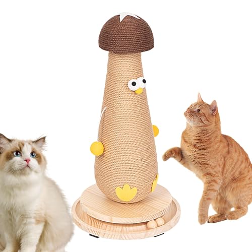 Cat Mushroom Scratching Post, Kittens Scratch Poles, Sisal Cat Scratch Post, Interactive Cat Scratcher, Scratching Pole with Ball, Cute Cat Scratch Post, Durable Pet Scratcher, Cat Activity Center von Generisch