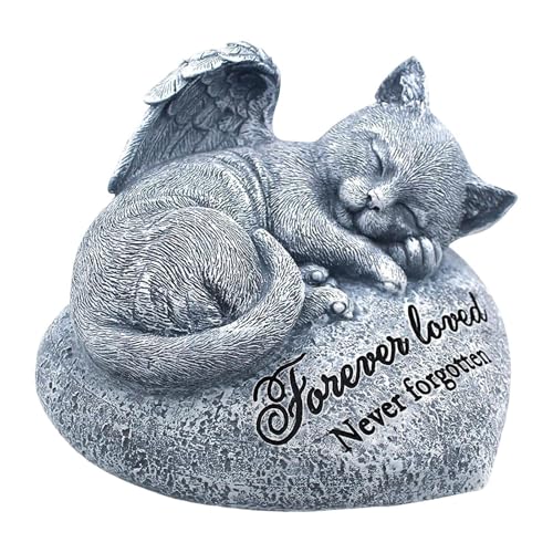 Cat Statues for Garden, Sleeping Angel Cat Memorial, Pet Memorial Stones, Animal Tombstone to Your Furry Friend, 15.5x14x11.5cm Size, Sturdy Resin Materia von Generisch