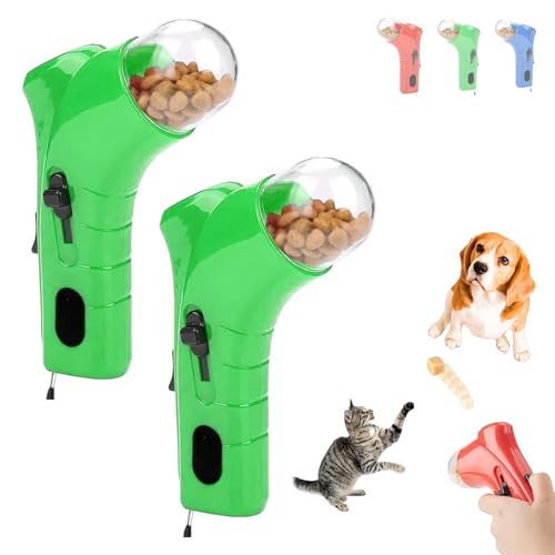 Cat Treat Launcher Gun, Pet Food Dispenser Launchers, Fun Cat Ball Dispenser Gun Toy, Snack Slinger For Dog Exercise Training, Handheld Interactive Toys, Suitable For Households With Pets (2PCS Green) von Generisch