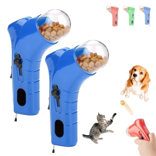 Cat Treat Launcher Gun, Pet Food Dispenser Launchers, Fun Cat Ball Dispenser Gun Toy, Snack Slinger for Dog Exercise Training, Handheld Interactive Toys, Suitable for Households with Pets (2PCS Blue) von Generisch