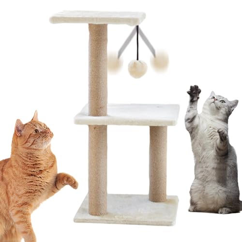 Cat Tree for Indoor Cats, 3-Tier Pet Activity Tree, Interactive Dangling Ball, 27.5-inch Cat Tower with Scratch Posts, Pets Scratching Post for Kittens von Generisch