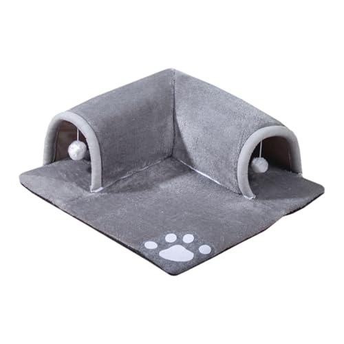 Cat Tunnel Bed - Tragbare Katzenhöhle aus Plüsch, Spielrohr | faltbares und abnehmbares Tunnelbett mit Matratze für kleine Haustiere mit Spiel-, Versteck- und Schlafbereichen für Katzen Cat Tunnel Bed - Tragbare Katzenhöhle aus Plüsch, Spielrohr | faltbares und abnehmbares Tunnelbett mit Matratze für kleine Haustiere mit Spiel-, Versteck- und Schlafbereichen für Katzen von Generisch