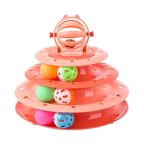 Cats Ball Plaything - Vierschichtiger Ball Tower Katzenspielzeug | Ballkreis Tower Für Katze, Lustiges Puzzlekätzchenspielzeug, Körperliche Körperliche Katze Spielzeug, Turmspur Interaktives Haustiers von Generisch