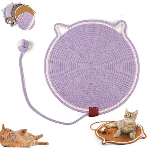 Celery Pets Doppel-Kratzunterlage, Kratzunterlage für Hauskatzen, Katzenkratzmatte, natürliches Baumwollseil, Katzenkratzunterlage, großes Katzenbett, Katzenkratzunterlage mit (M,Purple) von Generisch