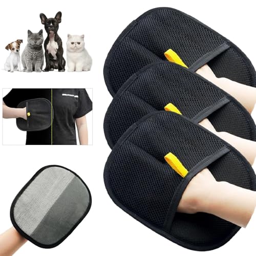 CeleryPets Doppelseitiger Pflegehandschuh, CeleryPets Haarentferner, Tierhaarentferner-Handschuhe für Hund & Katze, zum Waschen, Entfilzen, Pflegen (3pcs) von Generisch