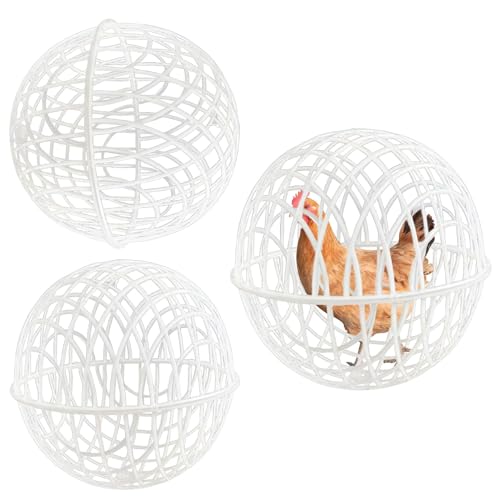 Chicken Ball Cage | Movable Chicken Cage | Ball Shaped Cage | Movable 3 Pieces Chicken Orb Ball Cage Pet Safety Chicken Cage | Chicken Hamster Ball Cage Safe Walking Net Pigeon Chick Coop for Farms von Generisch