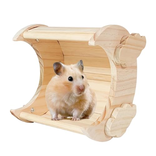 Chinchilla-Haus aus Holz, Kleintierhütte,Mondförmige Chinchilla-Hütte - Hamster-Lebensraum aus Holz für Kleintiere, Hamster, Chinchillas, Hasen, Igel von Generisch