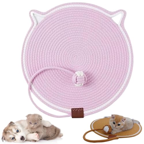 ClawLoom Dual Scratching Pad, Natural Cotton Rope Cat Scratching Mat, Scratching Pads for Indoor Cats with Cat Toy (Pink,19.7in) von Generisch