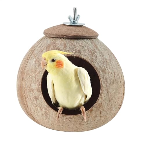 Coco Nest Hütte, Coco Husk Bird Hut, Coco Shell Nisting House für Vögel Käfig, Lovebirds Habitat Decor Indoor Outdoor Pet Breeding Hut für Gentoo, Wellenloser von Generisch