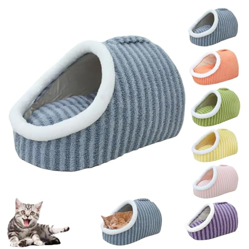 Cozy Hideaway Haustierbett, Plüschschlafsack mit Bezug, rutschfest, waschbar, Bett für kleine mittelgroße Hunde und Katzen, mehrere Farben (Blau-S) von Generisch