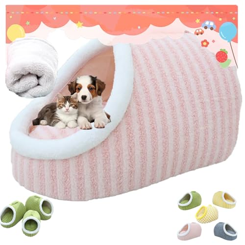 Cozy Hideaway Pet Bed, 24 x 18 Zoll, gemütliches Versteckbett für Katzen unter 12,5 kg, tragbares, gemütliches Versteckbett für Katzen mit Höhlenbezug (Rosa, L-12.5kg) von Generisch