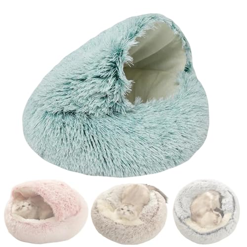 Cozy House Hundebett, gemütliches Hundehaus, gemütliches Kokon-Hundebett mit Höhle, Haustierhöhle, Betten für kleine Hunde, Schlummerschlafen, Grün mit kurzen Haaren, 60 cm von Generisch