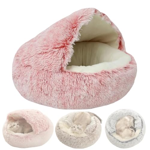 Cozy House Hundebett, gemütliches Hundehaus, gemütliches Kokon-Hundebett mit Höhle, Haustierhöhle, Betten für kleine Hunde, Schlummerschlafen, Rosa mit kurzen Haaren, 40 cm von Generisch