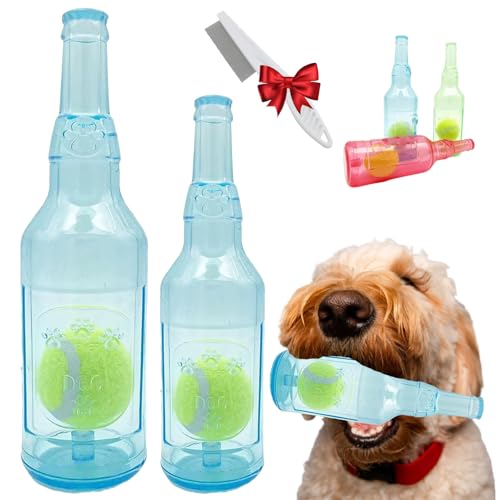 Crunchnplay Bottle Toy for Dogs, Crunch and Play Bottle Toy, Crunch Play Bottle Dog Toy, Water Bottle Dog Toy, Puppy Interactive Chew Toy with Tennis Ball, Dog Toy Water Bottle (Blue(Ball), S+L) von Generisch