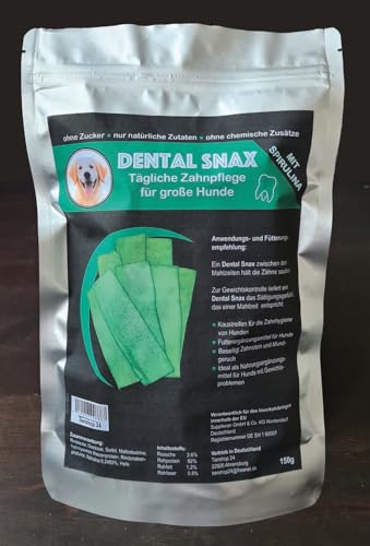 DENTAL SNAX - KAU-Strips - Kaustreifen für die tägliche Zahnpflege für große Hunde mit SPIRULINA - 150g - Nahrungsergänzungsmittel für Hunde von Generisch