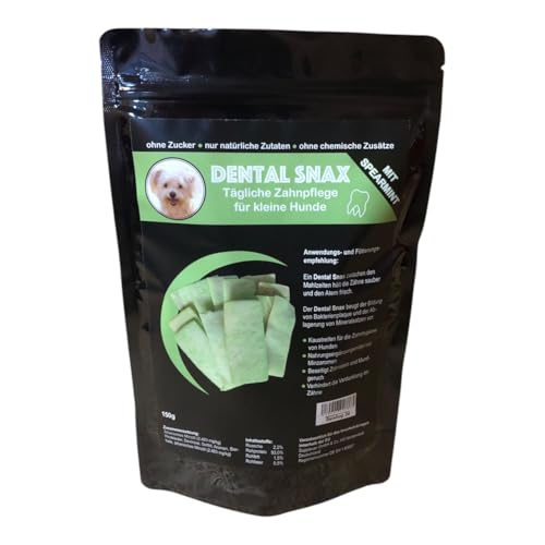 DENTAL SNAX - KAU-Strips - Kaustreifen für die tägliche Zahnpflege für kleine Hunde mit Spearmint für einen frischen Atem - 150g von Generisch