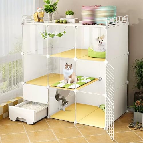 DIY Katzengehege mit Katzentoilette, Laufstall aus transparentem Panel, abnehmbare Leiter für Kätzchen und kleine Haustiere DIY Katzengehege mit Katzentoilette, Laufstall aus transparentem Panel, abnehmbare Leiter für Kätzchen und kleine Haustiere von Generisch