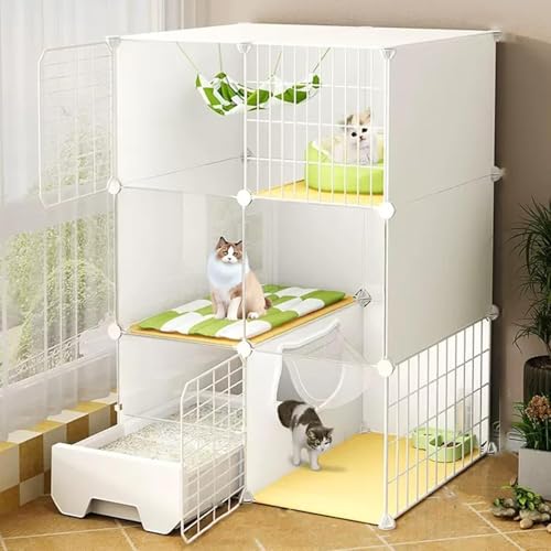 DIY Katzenkäfig mit Katzentoilette, Transparentes Paneelgehege, Laufstall mit Leiter, Abnehmbarer Metalldraht für Kleintiere und Kätzchen DIY Katzenkäfig mit Katzentoilette, Transparentes Paneelgehege, Laufstall mit Leiter, Abnehmbarer Metalldraht für Kleintiere und Kätzchen von Generisch