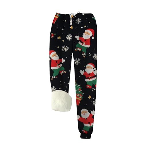 Damen Baggy Jogginghose Weihnachtsdruck Sporthose Mit Kordelzug Bequeme Freizeithosen Warme Elastische Taille Weihnachtshose Winter Christmas Hose Weihnachten Geschenk von Generisch