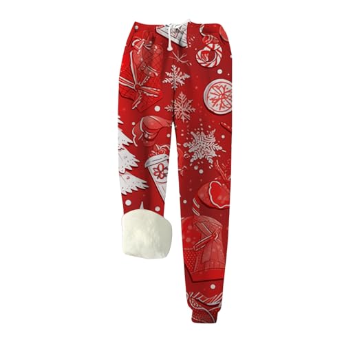 Damen Jogginghose Mit Kordelzug Weihnachtsdruck Sporthose Warme Loungehose Bequeme Elastische Taille Thermohose Weich Klassische Winterhose Geschenke Für Frauen von Generisch