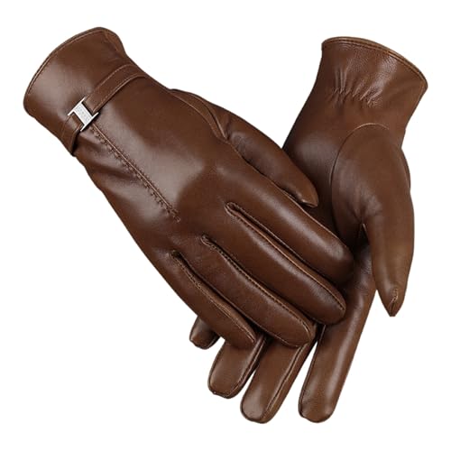 Damen Lederhandschuhe Fäustlinge Winddichte Verdickt Thermohandschuhe Stretch Handschuhe Warme Bequeme Outdoorhandschuh Fahrradhandschuhe Für Winter Outdoor Sport von Generisch