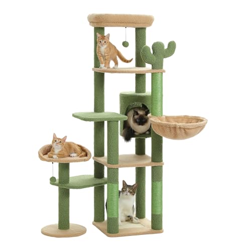 Der KratzKaktus Deluxe - Exklusiver Katzenkratzbaum in Kaktus-Optik - Robuster Kratzbaum mit Mehreren Ebenen und Liegeflächen - Ideal für große Katzen - Möbel schützen von Generisch