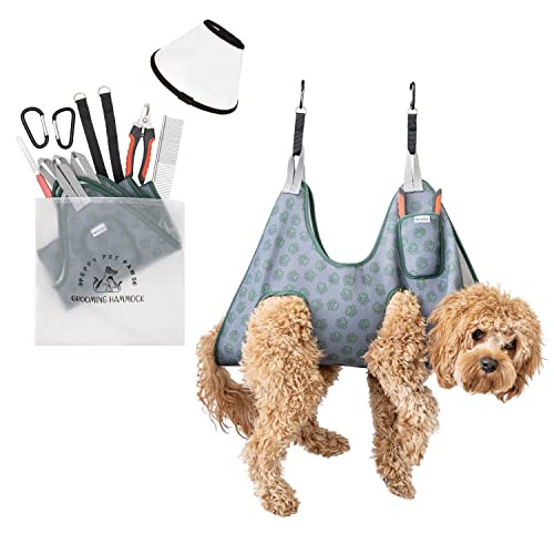 Designer-Haustierpflege-Hängematten-Set, praktisches Katzen- und Hundetuch mit extra bequemem Halsband, stabilen Karabinerhaken und leicht zugänglicher Tasche, Hundepflege-Hängemattengeschirr, von Generisch