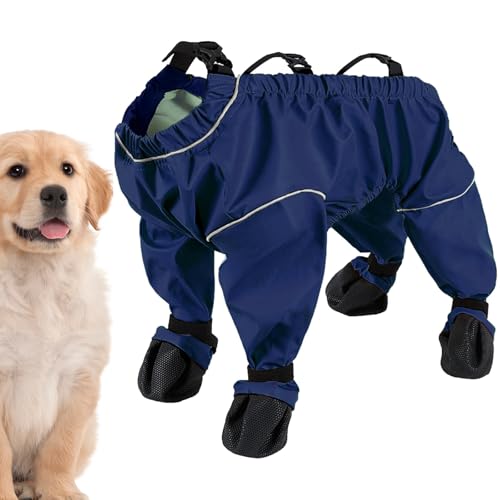 Dog Boot Leggings, Dog Suspender Boots, Dog Boots Leggings Waterproof Dog Pants, Anti-Slip Pet Paws Protector Dirty-Proof Outdoor Walking Running Hiking Booties (Large,Blue) von Generisch