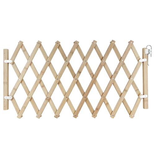 Dogs Wooden Fence Gate Panel Expandable Pet Separation Barrier Geschäft Für Hundezubehör (Beige, One Size) von Generisch