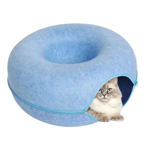 Donut-Tunnelbett für Katzen, Katzentunnelbett für Wohnungskatzen Kratzfestes rundes Katzenbett aus Filz, abnehmbare Donut-Tunnel Katzen-Donut-Tunnelbett, Katzentunnel, Spielzeug, Katzenhöhlen mit von Generisch