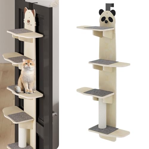 Door Hanging Cat Shelf, Cat Tree Door Mounted, Multi Level Hanging, Pet Jump Shelf with Removable Soft Mat (A) von Generisch