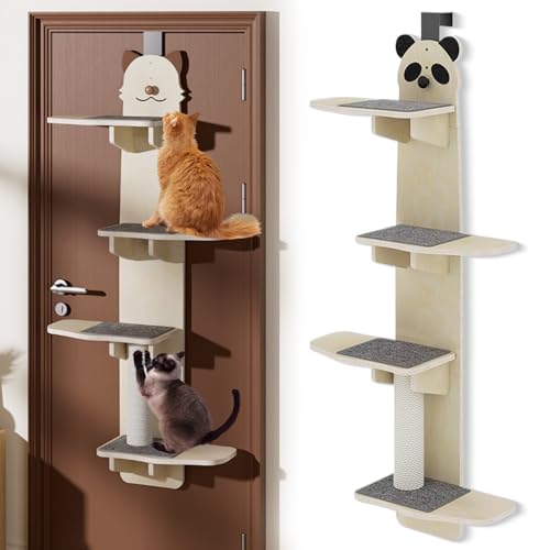 Door Hanging Cat Shelf, Door Hanging Cat Shelf Large, Multi Level Hanging Cat Tree, with Cats Scratching Board & Plush Ball, for Small, Medium, Large Cats (B) von Generisch