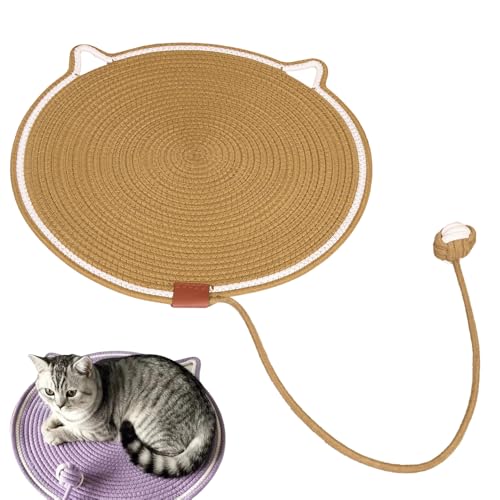 Dual Scratching Pad, 2024 Neuestes Kratzmatte Katze Hanfseil Katzenkratzbretter, Verschleißfeste Katze Kratzbrett mit Spielzeug Ball für Kätzchen und Mittelgroße Katzen (Braun, 42 cm) von Generisch