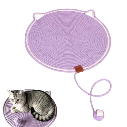 Dual Scratching Pad, 2024 Neuestes Kratzmatte Katze Hanfseil Katzenkratzbretter, Verschleißfeste Katze Kratzbrett mit Spielzeug Ball für Kätzchen und Mittelgroße Katzen (Lila, 42 cm) von Generisch