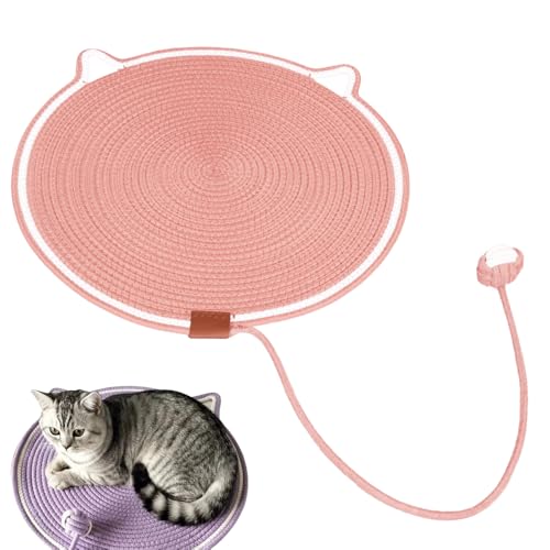 Dual Scratching Pad, 2024 Neuestes Kratzmatte Katze Hanfseil Katzenkratzbretter, Verschleißfeste Katze Kratzbrett mit Spielzeug Ball für Kätzchen und Mittelgroße Katzen (Rosa, 42 cm) von Generisch