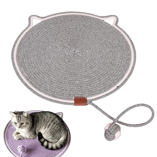 Dual Scratching Pad, 2024 Neuestes Kratzmatte Katze Hanfseil Katzenkratzbretter, Verschleißfeste Katze Kratzbrett mit Spielzeug Ball für Kätzchen und Mittelgroße Katzen (Schwarz, 42 cm) von Generisch