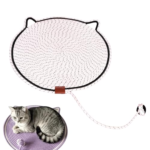 Dual Scratching Pad, 2024 Neuestes Kratzmatte Katze Hanfseil Katzenkratzbretter, Verschleißfeste Katze Kratzbrett mit Spielzeug Ball für Kätzchen und Mittelgroße Katzen (Weiß, 42 cm) von Generisch