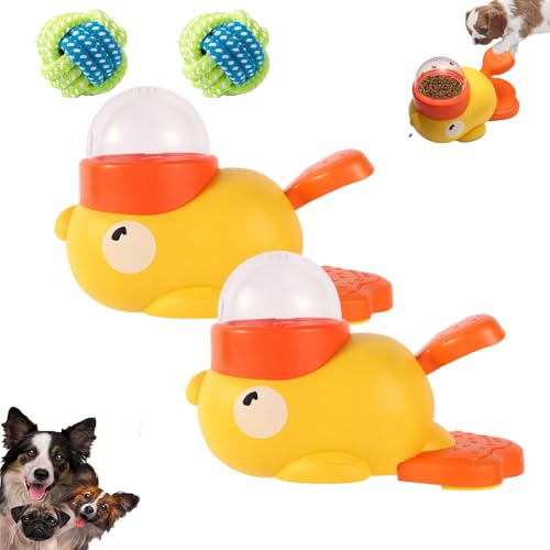 Duck Treat Dispenser, 2-In-1 Interactive Slow Feeder Dog Food Puzzle Toy for Small & Medium Dogs, Anti-Gulping Bowl Dog Food Dispenser Toy (2 PCS Gelb) von Generisch