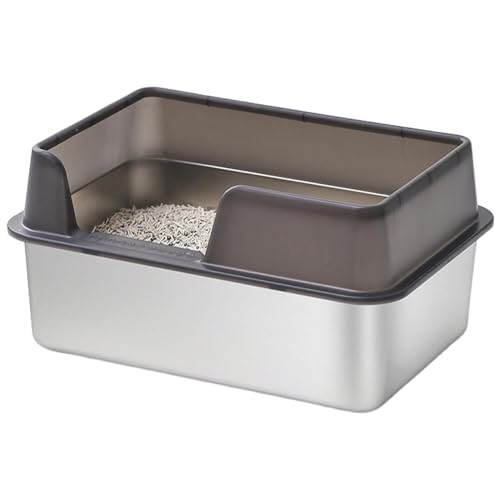 Edelstahl Katzenklo, Katzentoilette aus Edelstahl, Edelstahl Katzenklo geruchsfrei, Katzenklo Groß, Oben offen Hohe Seite Stainless Steel Box, Antihaft Glatte Oberfläche, leicht zu reinigen von Generisch