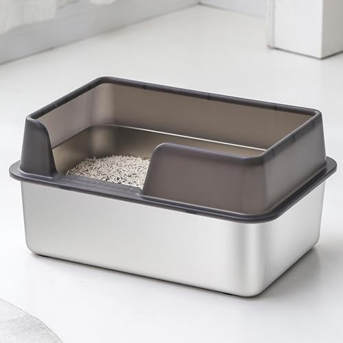 Edelstahl Katzenklo, Stainless Steel Box, Katzentoilette Aus Metall, Katzentoilette Edelstahl, Katzenklo Seiteneingang Für Mehrere Katzen Und Große Katzen von Generisch