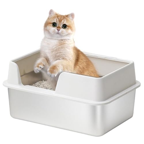 Edelstahl Katzenklo - Katzentoilette - Oben Offen Hohe Seite Litter Box - Katzentoilette Aus Metall - Katzenklo Seiteneingang Für Mehrere Katzen Und Große Katzen von Generisch