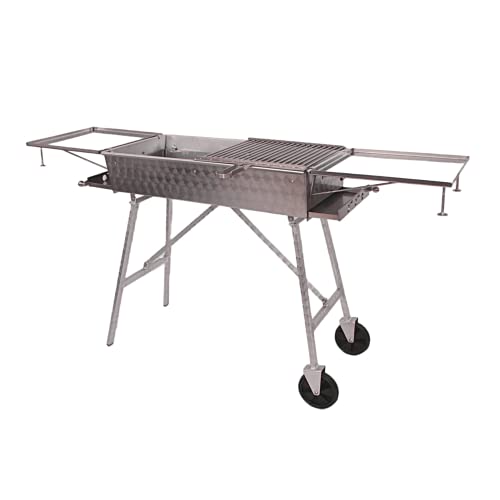 Edelstahl Schaschlikgrill 100x40cm V2A Mangal Klappbar Handarbeit Adana Grill Holzkohlegrill Schaschlik Paslanmaz Çelik Mangal-Küçük Kömür Izgarası Türk mangalı (Mit 1x Ablage, 2x Grillrost) von Generisch