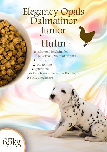 Elegancy Opals Dalmatiner purinarmes Trockenfutter Junior Huhn Welpenfutter Hundefutter ofengebacken 2 Verschiedene Sorten (6,5kg, Huhn) von Generisch