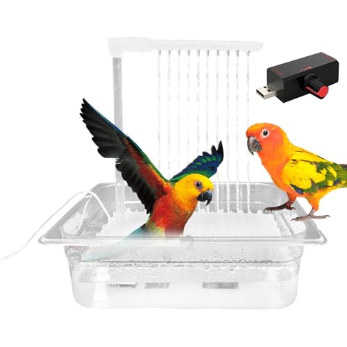 Elektrische Vogelbadewanne, USB-betrieben, automatische Vogeltränke | motorisierte Vogeltränke mit Geschwindigkeitsregler für kleine Haustiere, Vögel, Papageien, Hamster von Generisch