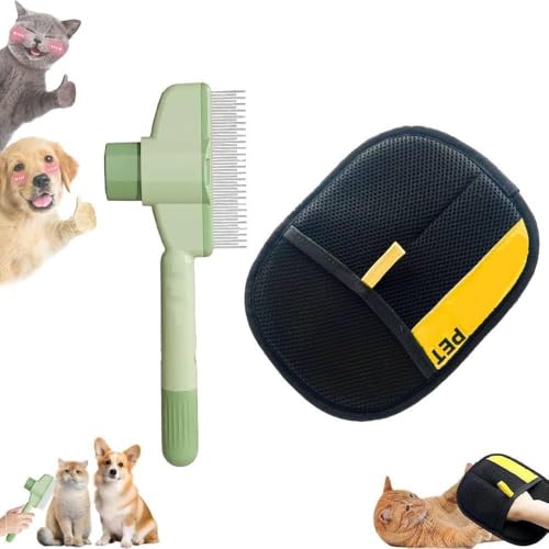 Elektrostatischer Tierhaarentferner-Handschuh und Tierhaarentfernungskamm, wiederverwendbarer Fellpflege-Handschuh für Katzen und Hunde, selbstreinigender Flohkamm für Katzen und Hunde (Handschuh + Elektrostatischer Tierhaarentferner-Handschuh und Tierhaarentfernungskamm, wiederverwendbarer Fellpflege-Handschuh für Katzen und Hunde, selbstreinigender Flohkamm für Katzen und Hunde (Handschuh + von Generisch